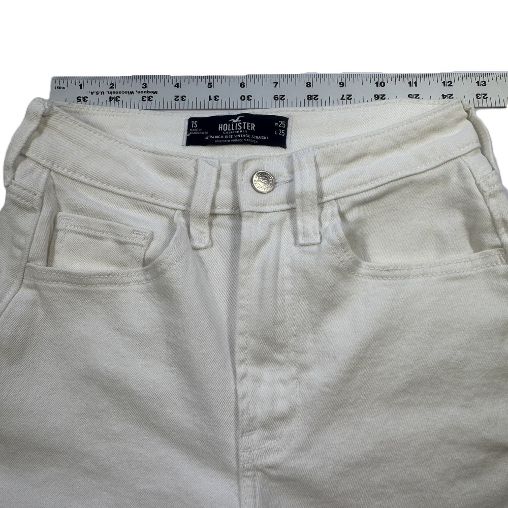 Hollister‎ Ultra High Rise Vintage Straight Jeans 1S W25 L25 White Denim Ankle - Picture 6 of 12